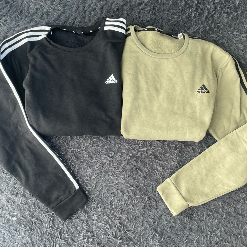 Men Size XL adidas Sweatshirt Pullover Crewneck Striped Logo Bundle of 2